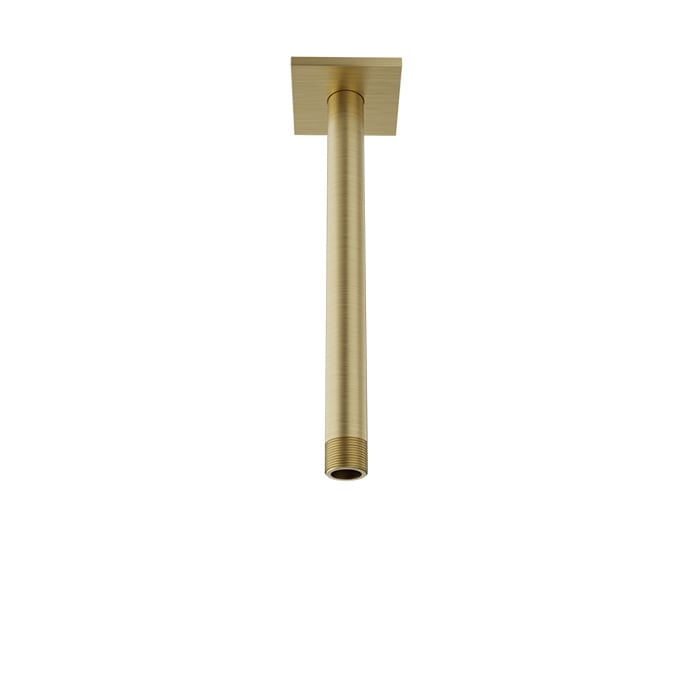 Baril 9 Inch Ceiling-Mounted Shower Arm, Square Flange - Satin Brass