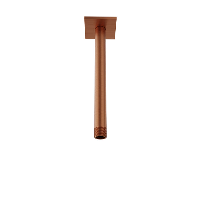 Baril 9 Inch Ceiling-Mounted Shower Arm, Square Flange - Satin Copper