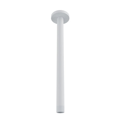 Baril 12 Inch Ceiling-Mounted Shower Arm, Round Flange - White