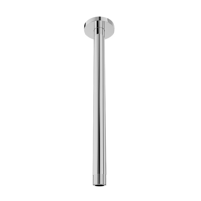 Baril 12 Inch Ceiling-Mounted Shower Arm, Round Flange - Polished Chrome