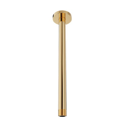 Baril 12 Inch Ceiling-Mounted Shower Arm, Round Flange - Gold