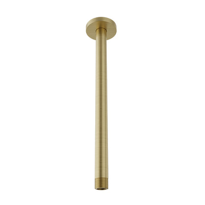 Baril 12 Inch Ceiling-Mounted Shower Arm, Round Flange - Satin Brass
