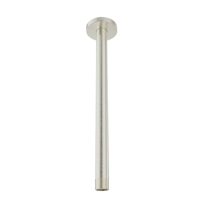 Baril 12 Inch Ceiling-Mounted Shower Arm, Round Flange - Brushed Nickel
