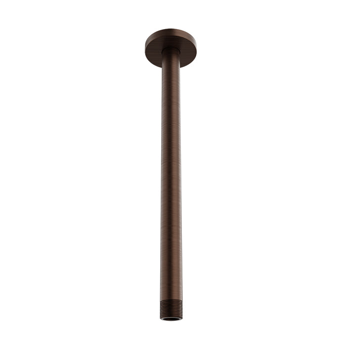 Baril 12 Inch Ceiling-Mounted Shower Arm, Round Flange - Venetian Bronze