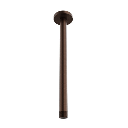 Baril 12 Inch Ceiling-Mounted Shower Arm, Round Flange - Venetian Bronze