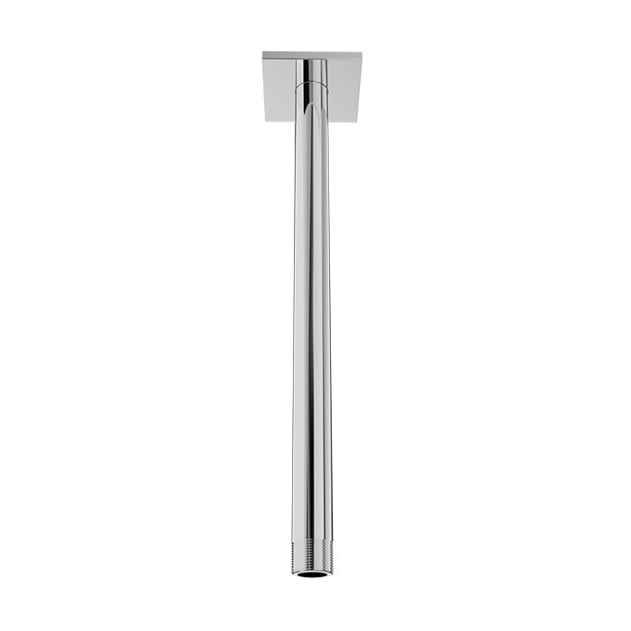 Baril 12 Inch Ceiling-Mounted Shower Arm, Square Flange - Polished Chrome