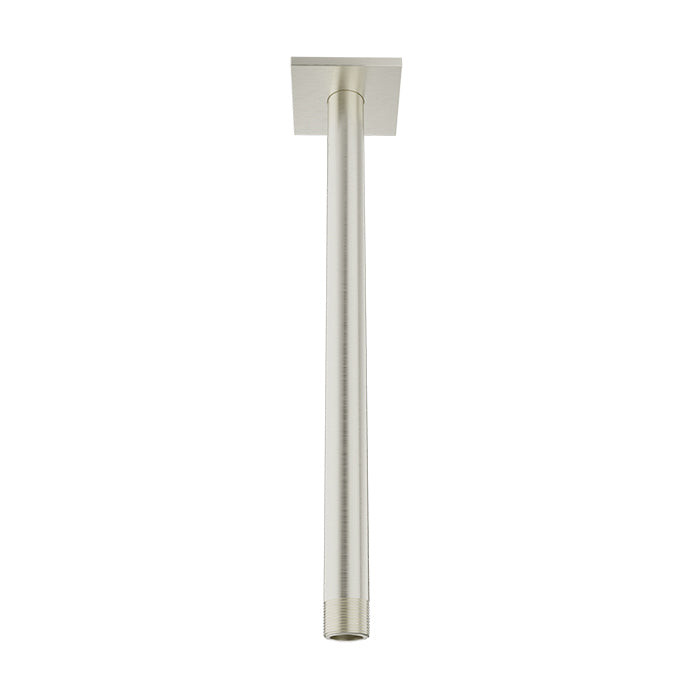 Baril 12 Inch Ceiling-Mounted Shower Arm, Square Flange - Brushed Nickel