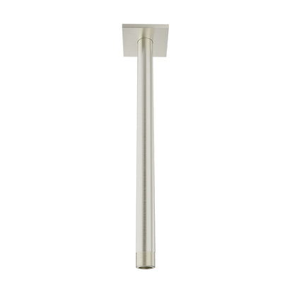 Baril 12 Inch Ceiling-Mounted Shower Arm, Square Flange - Brushed Nickel
