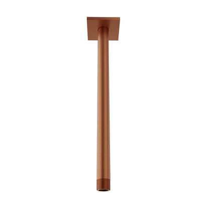 Baril 12 Inch Ceiling-Mounted Shower Arm, Square Flange - Satin Copper