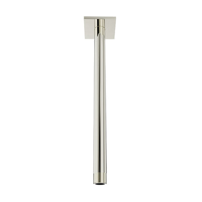 Baril 12 Inch Ceiling-Mounted Shower Arm, Square Flange - Polished Nickel