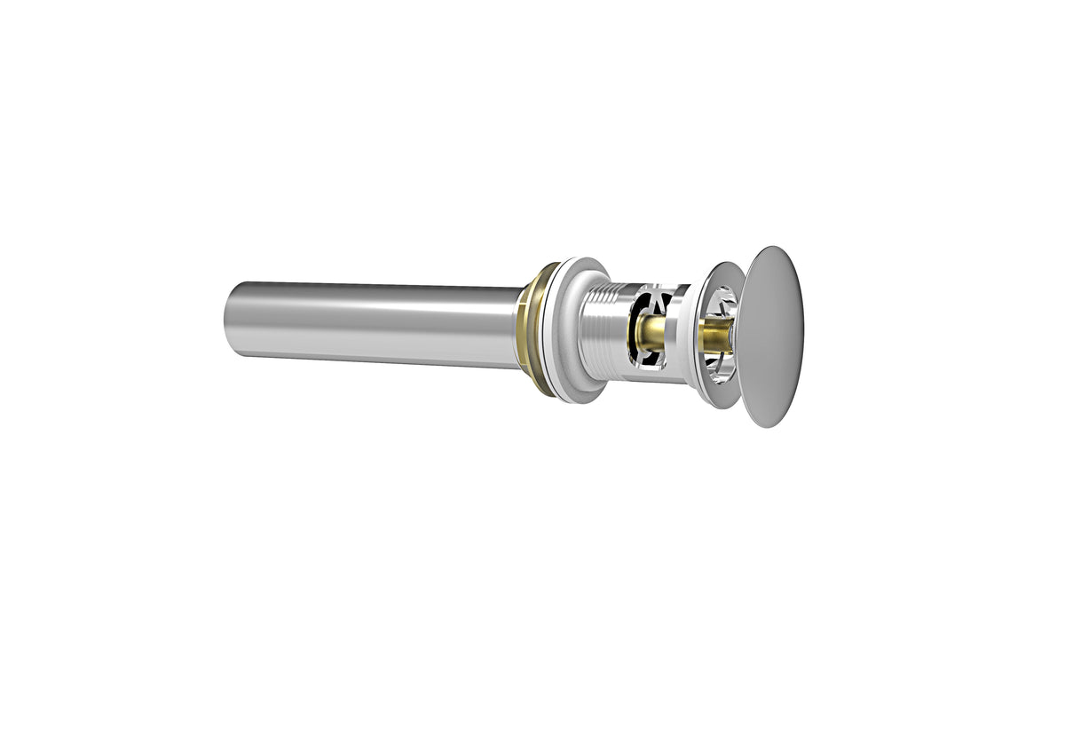 Baril Push-Button Pop-Up Drain for Lavatory, With Overflow - Polished Chrome