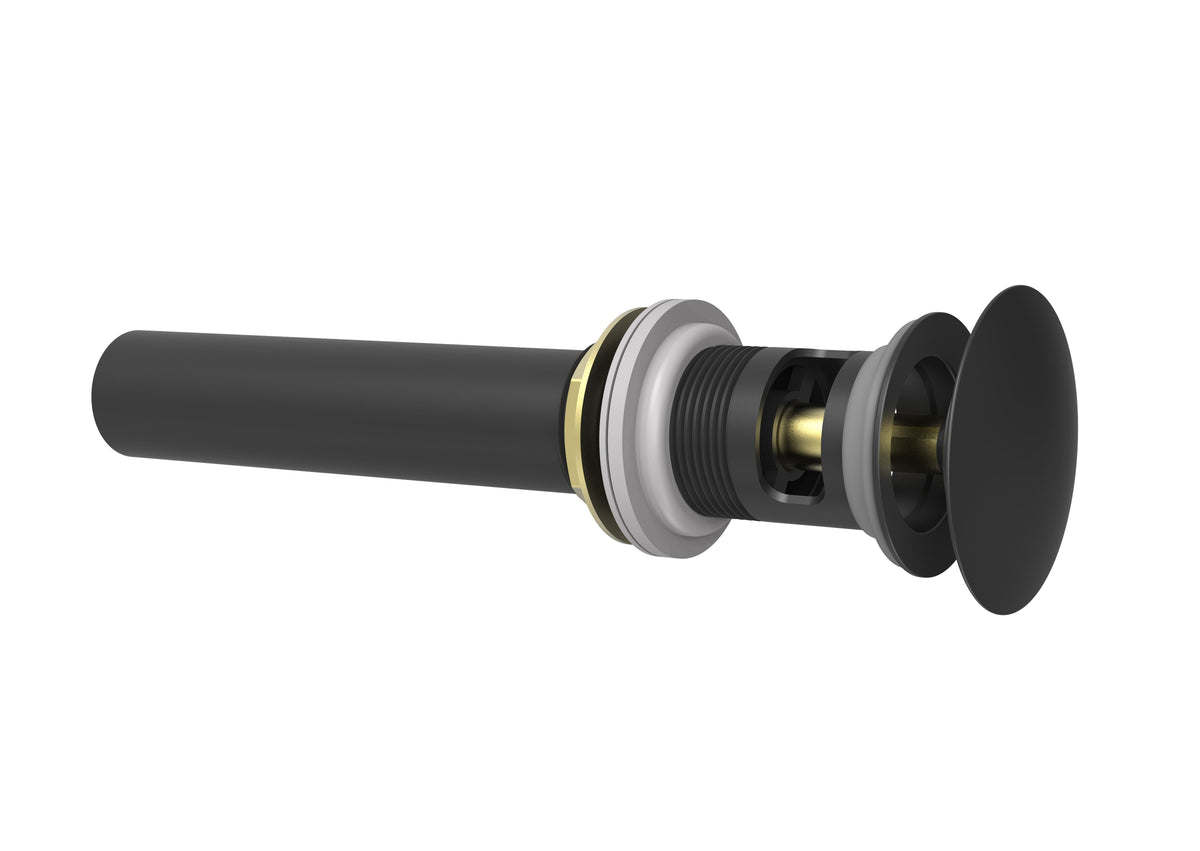 Baril Push-Button Pop-Up Drain for Lavatory, With Overflow - Matte Black