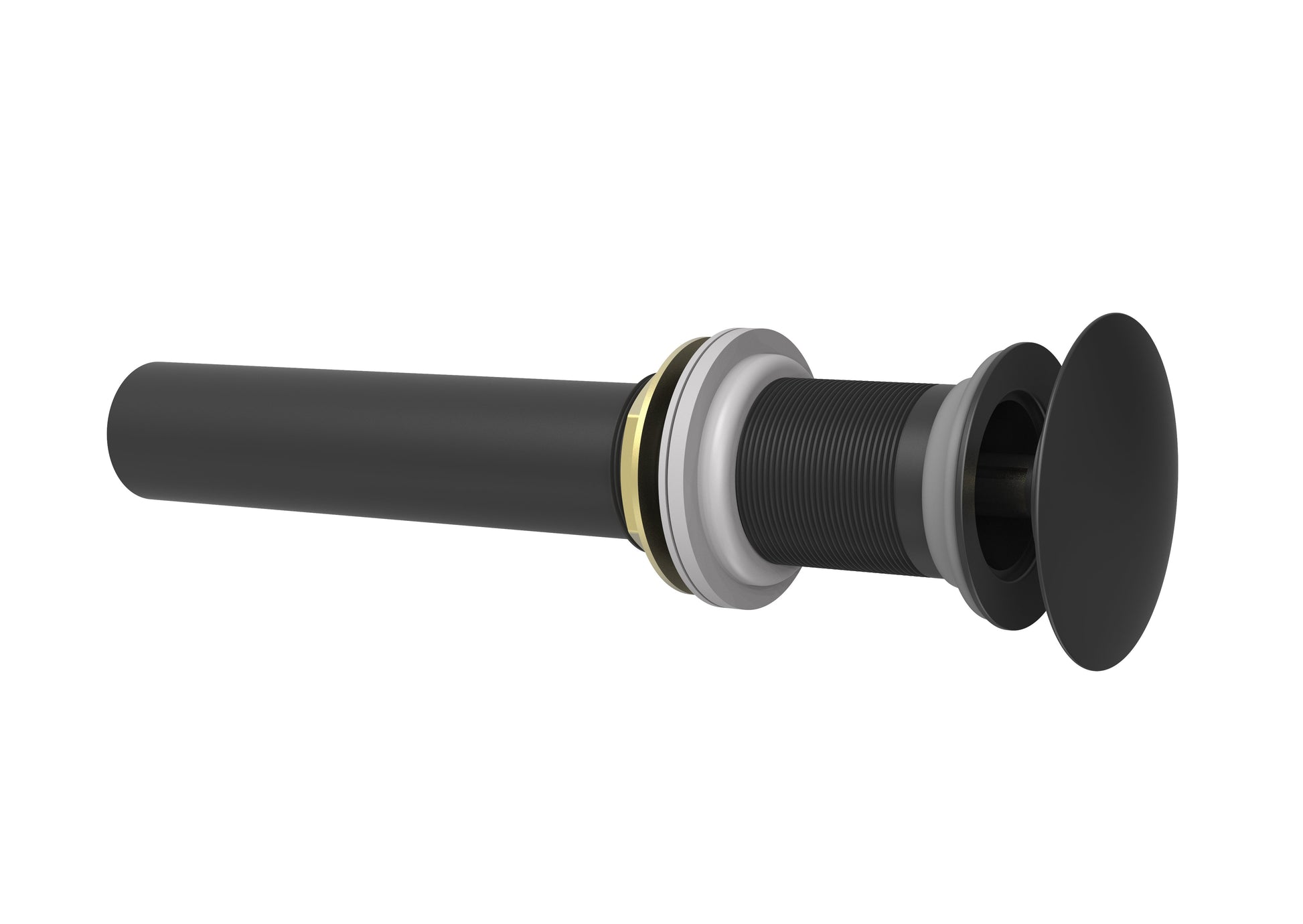 Baril Push-Button Pop-Up Drain for Lavatory, Without Overflow - Matte Black