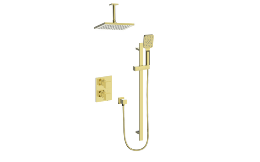 Vogt Kapfenberg 2-Way Thermostatic Shower Kit with 6-inch Ceiling Arm SET.AP.220.226 in Brushed Gold