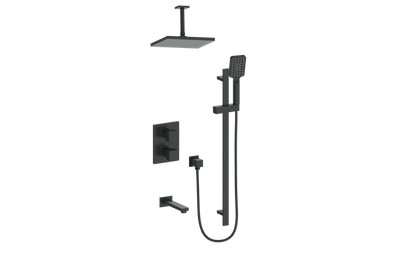 Vogt Kapfenberg 3-Way Thermostatic Shower Kit with 6-inch Ceiling Arm SET.AP.320.326 in Matte Black