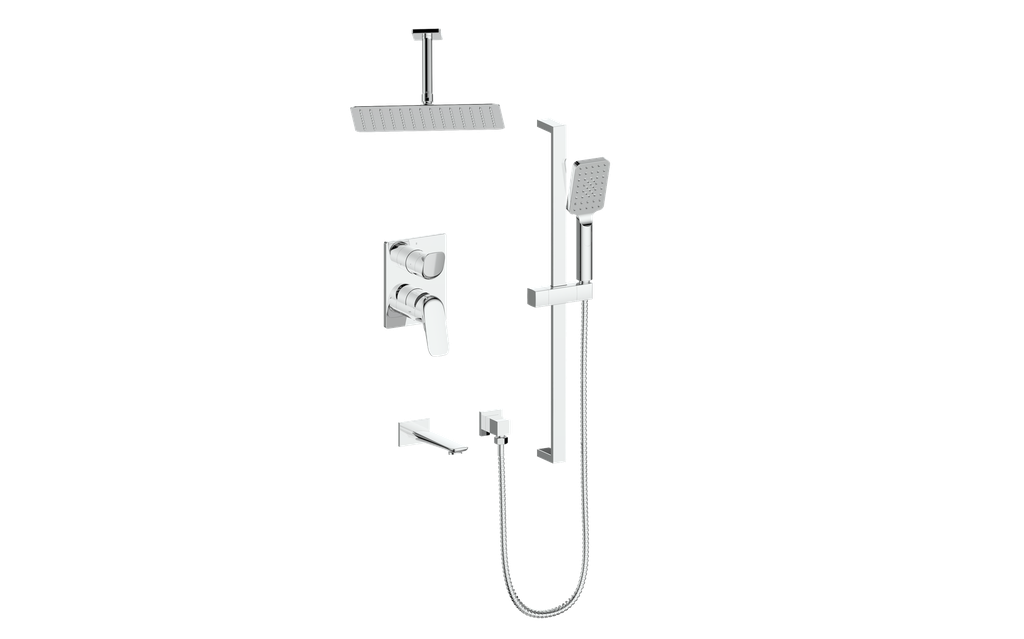 Vogt Antau 3-Way Pressure-Balance Shower System with 6" Ceiling Arm in Polished Chrome - SET.AU.310.316.CC