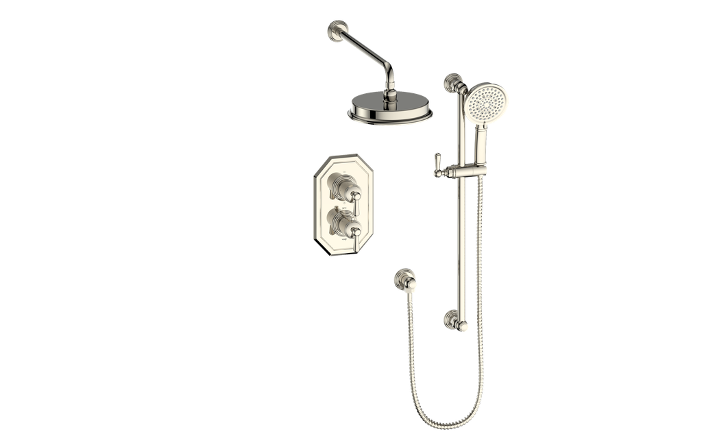 Système de douche thermostatique 2 voies Vogt Carinthia avec robinet d'arrêt intégré - SET.CX.220.210