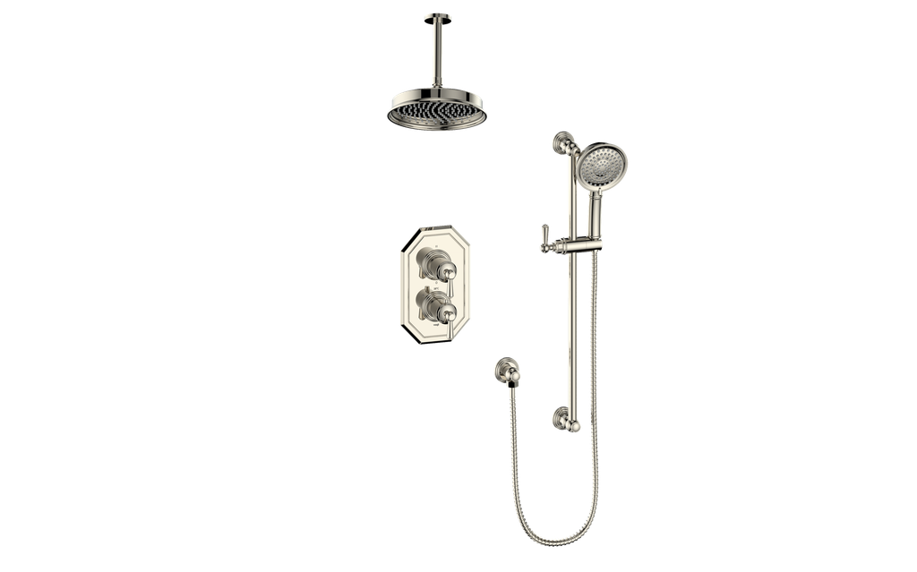 Vogt Carinthia 2-Way Thermostatic Shower System in Polished Nickel with Round Handle – SET.C1.220.216.PN