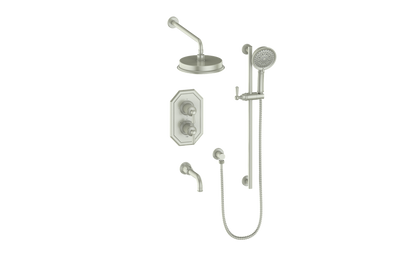 Vogt Carinthia 3-Way Thermostatic Shower System in Brushed Nickel with Round Handle – SET.C11.320.310.BN