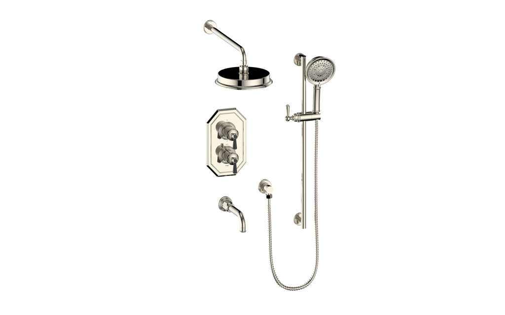 Vogt Carinthia 3-Way Thermostatic Shower System in Polished Nickel & Matte Black with Round Handle – SET.C11.320.310.PB
