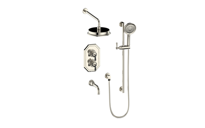Vogt Carinthia 3-Way Thermostatic Shower System in Polished Nickel & Matte Black with Round Handle – SET.C11.320.310.PB