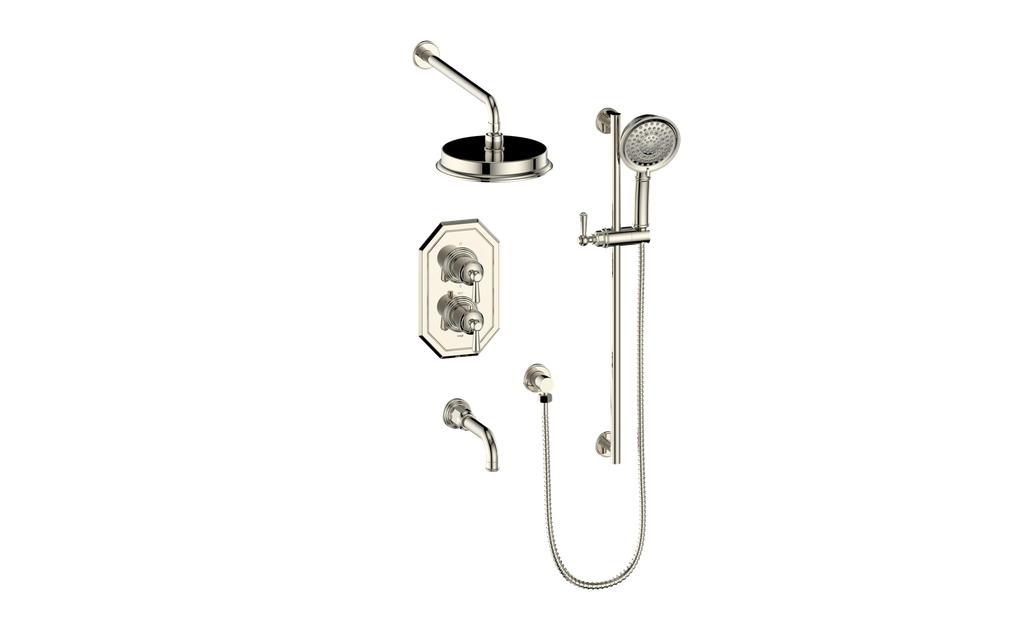 Vogt Carinthia 3-Way Thermostatic Shower System in Polished Nickel with Round Handle – SET.C11.320.310.PN