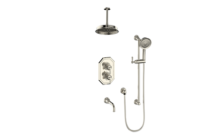 Vogt Carinthia 3-Way Thermostatic Shower System, 6" Ceiling Arm, in Polished Nickel with Round Handle – SET.C11.320.316.PN