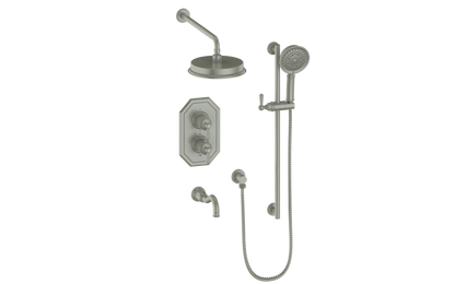 Vogt Carinthia 3-Way Thermostatic Shower System in Brushed Nickel with Round Handle – SET.C12.320.310.BN