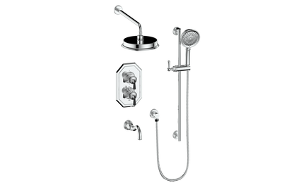 Vogt Carinthia 3-Way Thermostatic Shower System in Chrome & Matte Black with Round Handle – SET.C12.320.310.CB