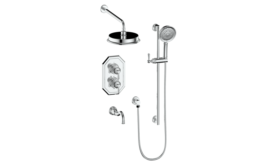 Vogt Carinthia 3-Way Thermostatic Shower System in Polished Chrome with Round Handle – SET.C12.320.310.CC