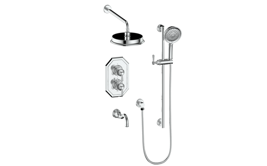 Vogt Carinthia 3-Way Thermostatic Shower System in Polished Chrome with Round Handle – SET.C12.320.310.CC