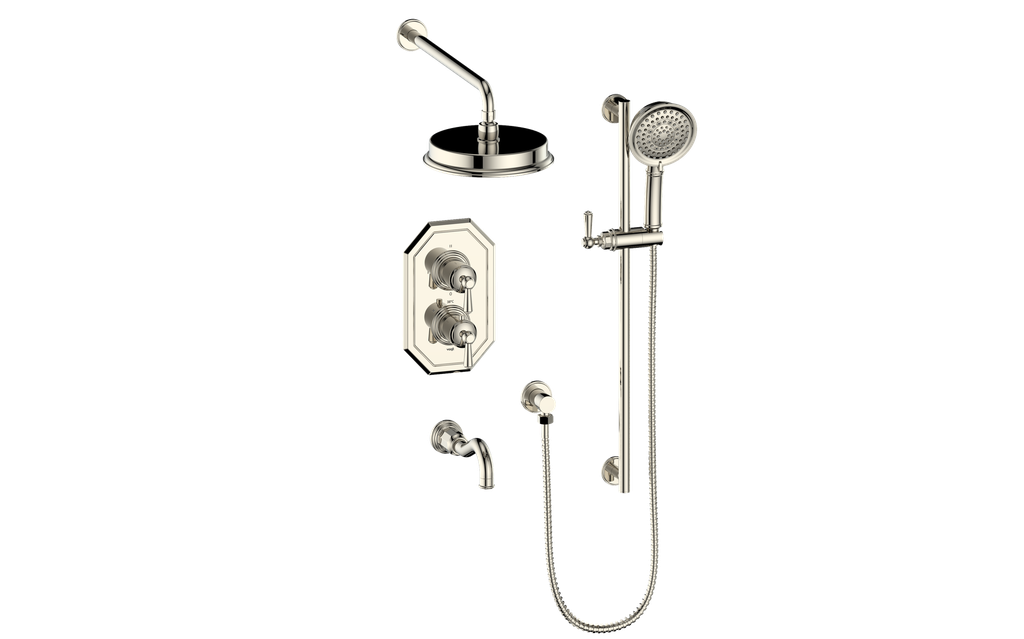 Vogt Carinthia 3-Way Thermostatic Shower System in Polished Nickel with Round Handle – SET.C12.320.310.PN