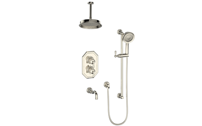 Vogt Carinthia 3-Way Thermostatic Shower System, 6" Ceiling Arm, in Polished Nickel with Round Handle – SET.C12.320.316.PN