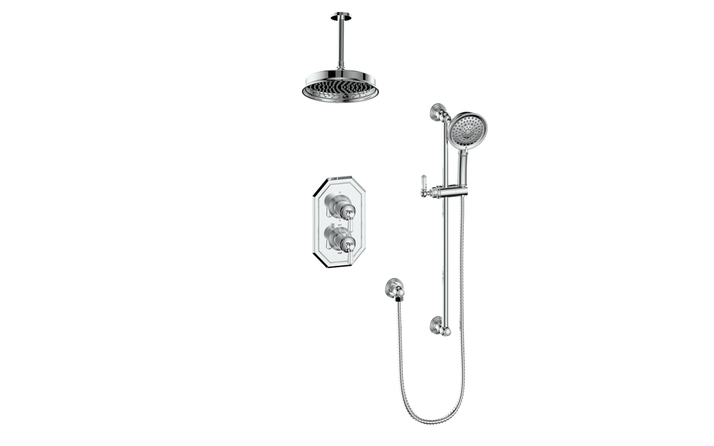 Vogt Carinthia 2-Way Thermostatic Shower System in Polished Chrome with Octagonal Handle – SET.C2.220.216.CC