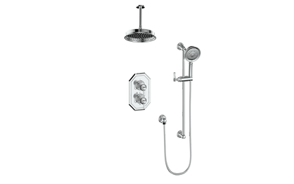 Vogt Carinthia 2-Way Thermostatic Shower System in Polished Chrome with Octagonal Handle – SET.C2.220.216.CC