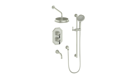 Vogt Carinthia 3-Way Thermostatic Shower System in Brushed Nickel & Matte Black with Octagonal Handle – SET.C21.320.310.BB