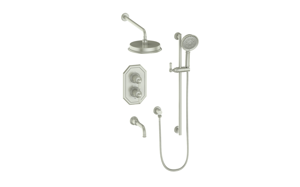 Vogt Carinthia 3-Way Thermostatic Shower System in Brushed Nickel with Octagonal Handle – SET.C21.320.310.BN