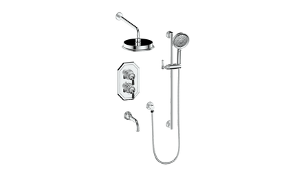 Vogt Carinthia 3-Way Thermostatic Shower System in Chrome & Matte Black with Octagonal Handle – SET.C21.320.310.CB