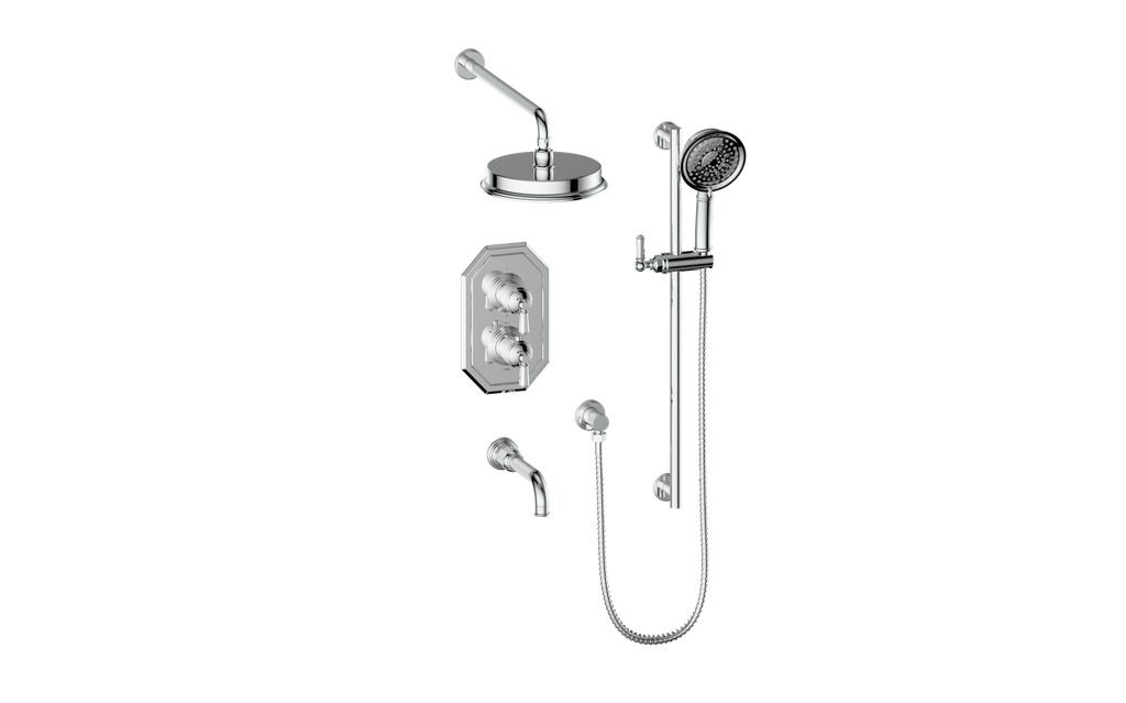 Vogt Carinthia 3-Way Thermostatic Shower System in Polished Chrome with Octagonal Handle – SET.C21.320.310.CC