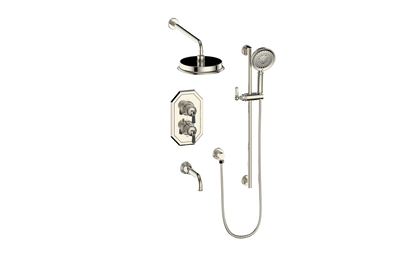 Vogt Carinthia 3-Way Thermostatic Shower System in Polished Nickel & Matte Black with Octagonal Handle – SET.C21.320.310.PB