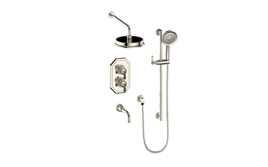 Vogt Carinthia 3-Way Thermostatic Shower System in Polished Nickel & Matte Black with Octagonal Handle – SET.C21.320.310.PB