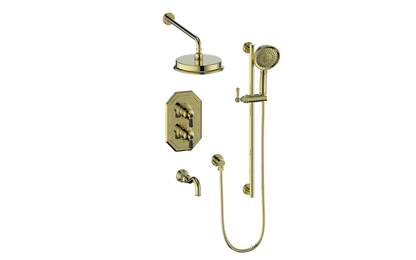 Vogt Carinthia 3-Way Thermostatic Shower System in Brushed Gold & Matte Black with Octagonal Handle – SET.C22.320.310.BGB