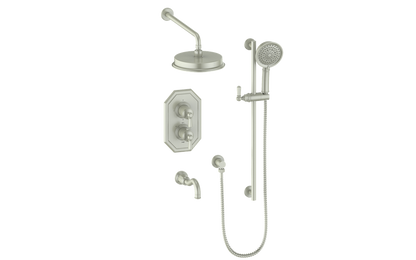 Vogt Carinthia 3-Way Thermostatic Shower System in Brushed Nickel with Octagonal Handle – SET.C22.320.310.BN