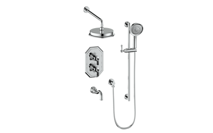 Vogt Carinthia 3-Way Thermostatic Shower System in Chrome & Matte Black with Octagonal Handle – SET.C22.320.310.CB