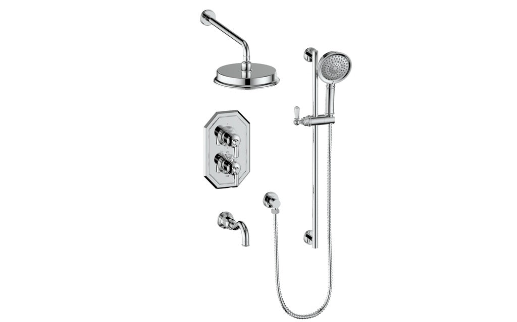 Vogt Carinthia 3-Way Thermostatic Shower System in Polished Chrome with Octagonal Handle – SET.C22.320.310.CC