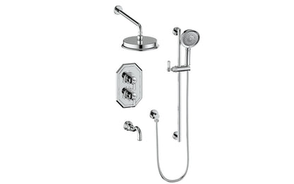 Vogt Carinthia 3-Way Thermostatic Shower System in Polished Chrome with Octagonal Handle – SET.C22.320.310.CC