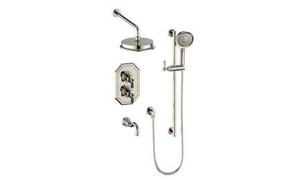 Vogt Carinthia 3-Way Thermostatic Shower System in Polished Nickel & Matte Black with Octagonal Handle – SET.C22.320.310.PB