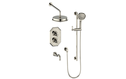 Vogt Carinthia 3-Way Thermostatic Shower System in Polished Nickel with Octagonal Handle – SET.C22.320.310.PN
