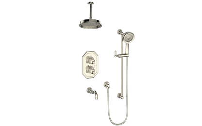 Vogt Carinthia 3-Way Thermostatic Shower System, 6" Ceiling Arm, in Polished Nickel with Octagonal Handle – SET.C22.320.316.PN