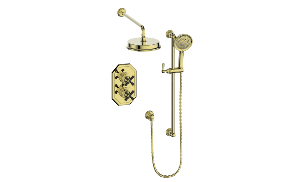 Système de douche thermostatique 2 voies Vogt Carinthia avec robinet d'arrêt intégré - SET.CX.220.210